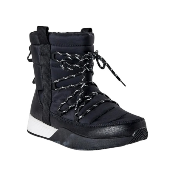 Time and Tru Women's Size 7 Winter Boots black white Puffy Drawstring New - Picture 11 of 11